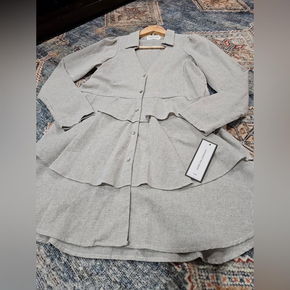 Goodnight Macaroon Gray Layered Blazer Dress
